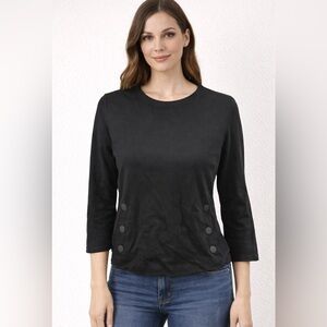 Cabi Button Detail Knit Top Structured Business Casual Blouse